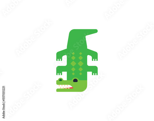 Crocodile vector emoticon. Crocodile emoji illustration. Color Crocodile icon