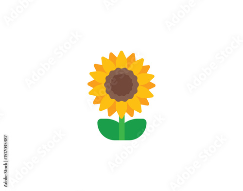 Sunflower vector emoticon. Sunflower emoji illustration. Color sunflower icon