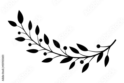 Branch icon. Black silhouette. Front side view. Vector simple flat graphic illustration. Isolated object on white background. Isolate.