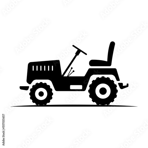 Tractor icon. Black silhouette. Side view. Vector simple flat graphic illustration. Isolated object on white background. Isolate.
