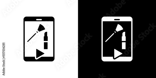 Makeup tutorial video icon symbols. Vector illustration.