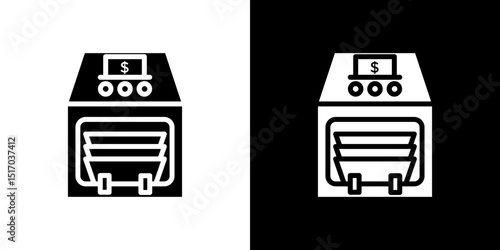 Money counting machine icon symbols. Vector illustration.