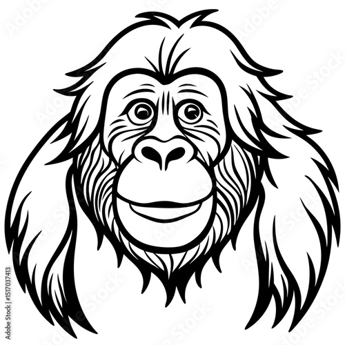 Simple Bornean Orangutan Vector on White