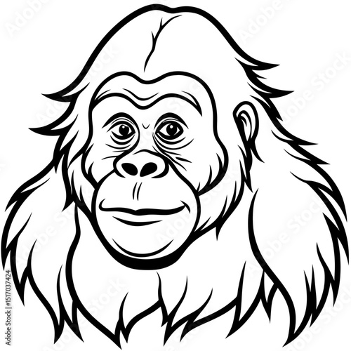 Simple Bornean Orangutan Vector on White