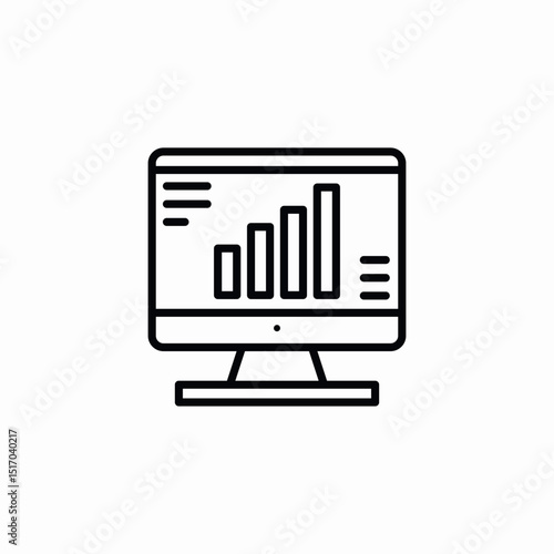 desktop analytics presentation icon sign vector