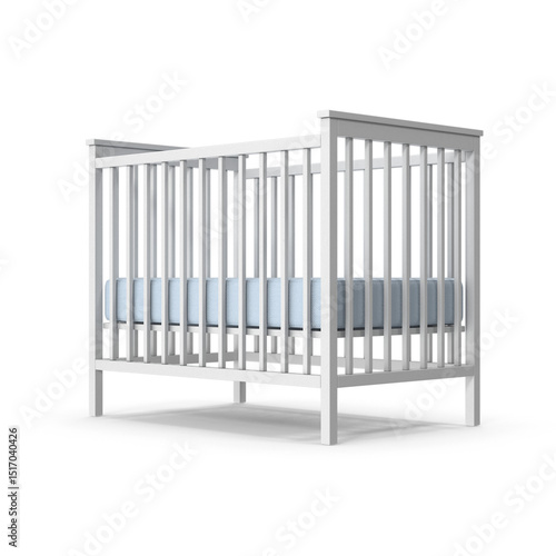 Baby Crib with Mattress isolated on transparent background