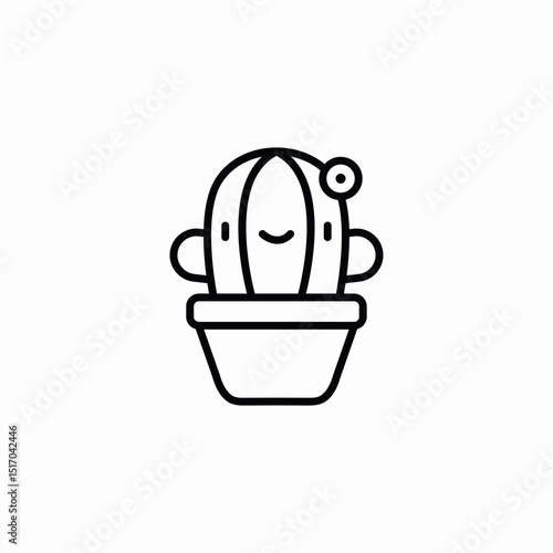 smiley cactus plant icon sign vector