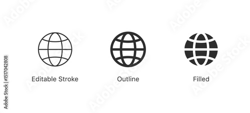 earth and globe icon set. world map line icon. website global vector icon