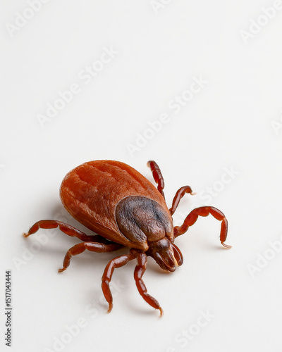 A tick on a white background. Dangerous insect