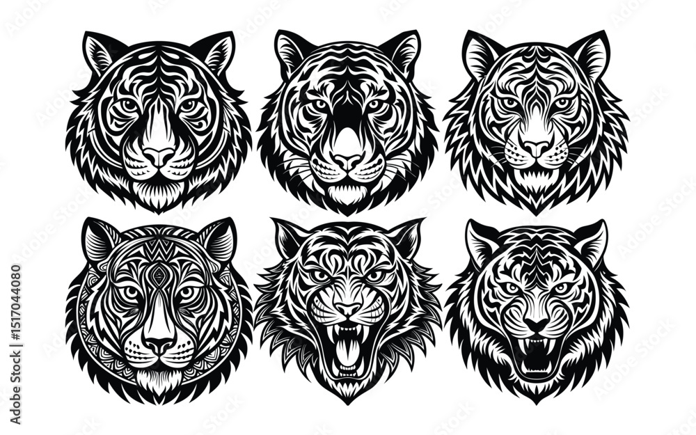 Obraz premium Creative Tribal Tiger Head Silhouette Vector