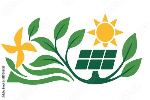 Vector icon shows sustainable future, green planet, recyclable, energy transition, climate resilient strategies, electric car, carbon footprint, low carbon city, eco battery, carbon capture