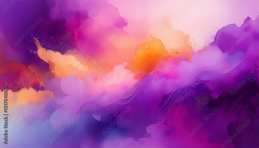 Naklejka premium vibrant purple watercolor wash texture background design vivid full color copy space colorful artistic pastel tones