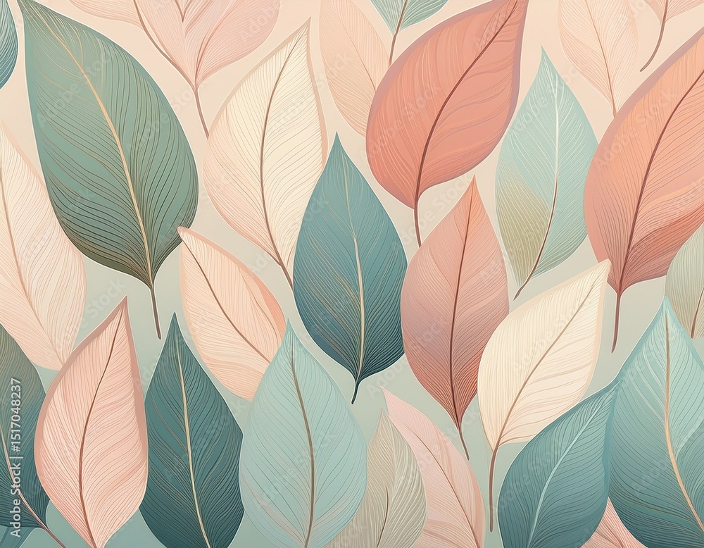 minimalistic leaf pattern in soft pastel tones adds a peaceful nature inspired atmosphere making it perfect for backgrounds in wellness or eco friendly designs minimalistic leaf pattern in soft pastel tones adds a peaceful nature inspired atmosphere making it perfect for backgrounds in wellness or eco friendly designs
