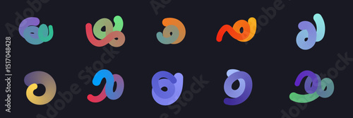 Colorful Abstract 3D Twisted Shapes Collection – Modern Logo Elements, each featuring vibrant gradient colors. These modern, fluid graphic elements are perfect for dynamic, curve, wavy design element