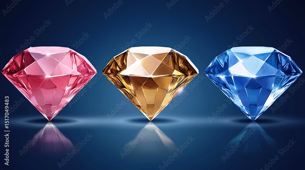 Fototapeta premium Three colored diamonds