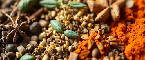 Fototapeta Naklejka Na Ścianę i Meble -  close up of various spices and herbs