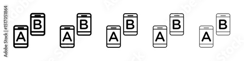 A B testing icon graphic set. trendy stroke line style