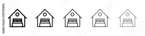 Accomodation icon graphic set. trendy stroke line style