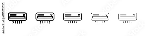 Air conditioner icon graphic set. trendy stroke line style