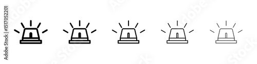 Ambulance siren icon graphic set. trendy stroke line style