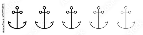 Anchor icon graphic set. trendy stroke line style