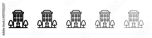 Apartment icon graphic set. trendy stroke line style
