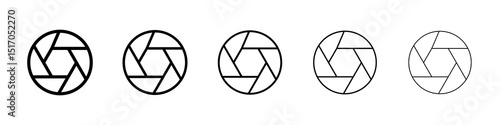 Aperture icon graphic set. trendy stroke line style
