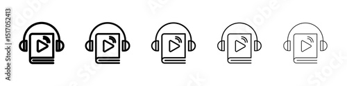 Audiobook icon graphic set. trendy stroke line style