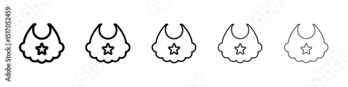 Baby bib icon graphic set. trendy stroke line style