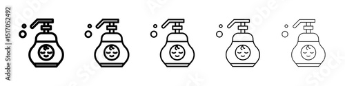 Baby shampoo icon graphic set. trendy stroke line style