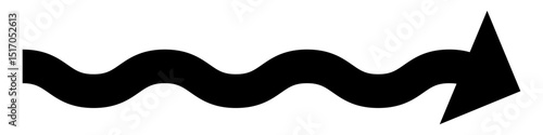A black wavy arrow pointing right, isolated on a white background. This dynamic graphic element symbolizes direction, motion, or a fun, energetic path in modern designs