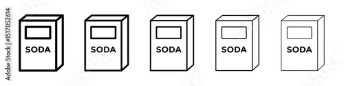baking soda icon graphic set. trendy stroke line style