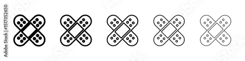Band aid icon graphic set. trendy stroke line style