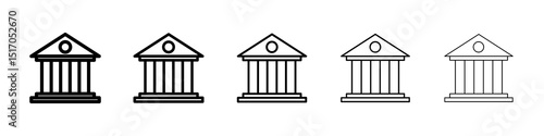 Bank icon graphic set. trendy stroke line style