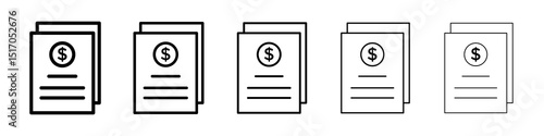 Bank statement icon graphic set. trendy stroke line style