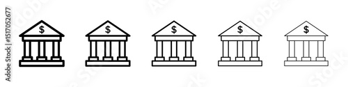 Bank icon graphic set. trendy stroke line style