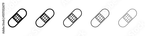 Band aid icon graphic set. trendy stroke line style