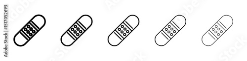 Band aid icon graphic set. trendy stroke line style