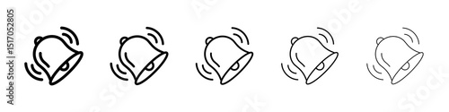 Bell ring icon graphic set. trendy stroke line style