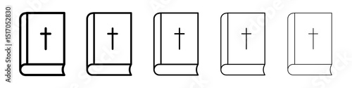 Bible icon graphic set. trendy stroke line style