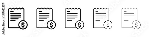 Bill paid icon graphic set. trendy stroke line style