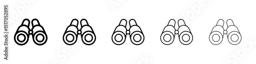 Binoculars icon graphic set. trendy stroke line style