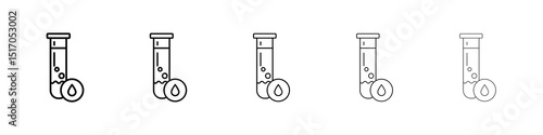 Blood test icon graphic set. trendy stroke line style