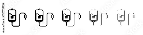 Blood transfusion icon graphic set. trendy stroke line style