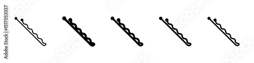 Bobby pin icon graphic set. trendy stroke line style