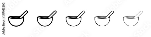 Bowl of soup icon graphic set. trendy stroke line style