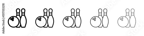 Bowling icon graphic set. trendy stroke line style
