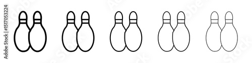 Bowling pins icon graphic set. trendy stroke line style