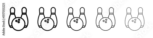 Bowling icon graphic set. trendy stroke line style