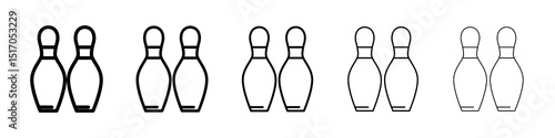 Bowling pins icon graphic set. trendy stroke line style